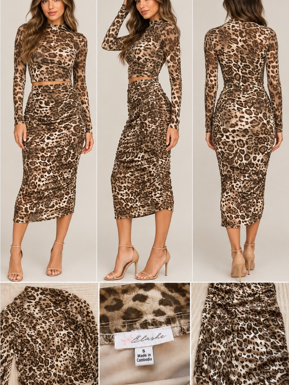 Fashion Nova Leopard-Print Midi Skirt in Brown and Tan